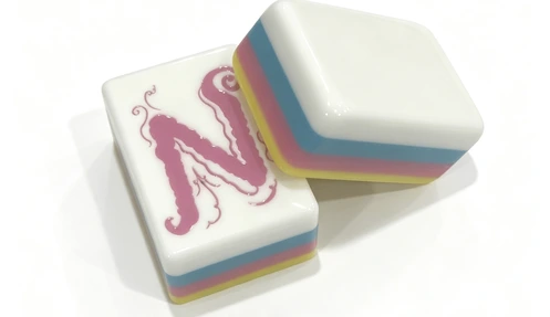 American mahjong tile with custom engraved letter N artwork