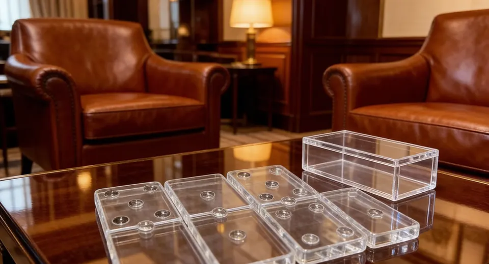Acrylic domino set in luxury hotel lounge