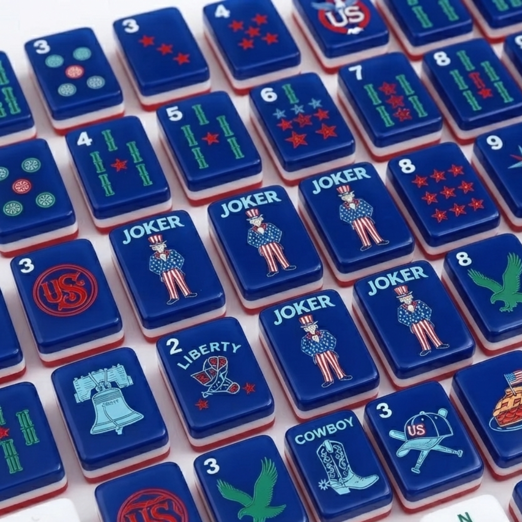 Navy blue mahjong tiles
