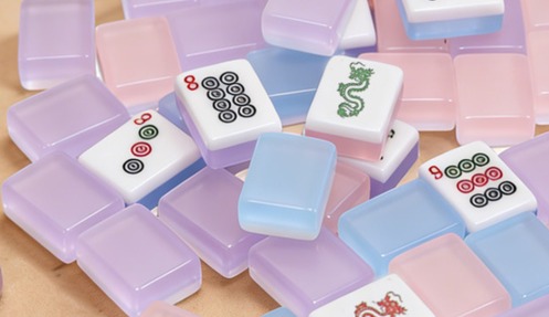 Custom pastel acrylic Mahjong tiles with readable face artwork