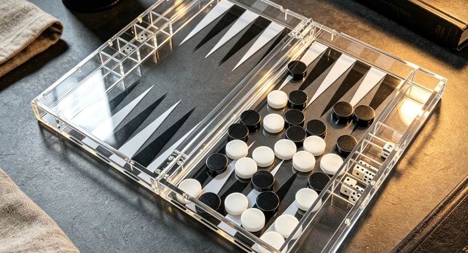 Black and white acrylic backgammon set