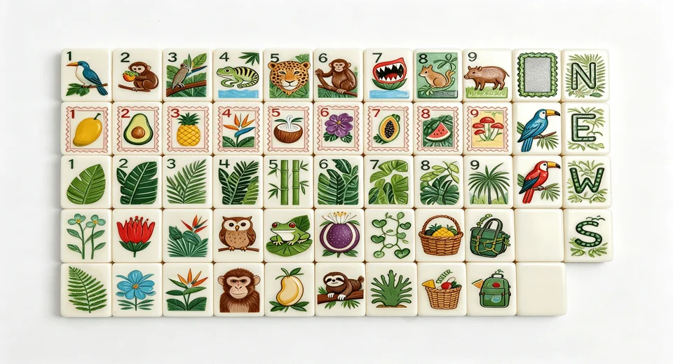 Tropical vacation themed custom mahjong