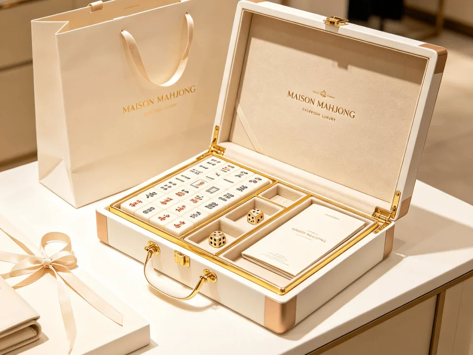 Luxury mahjong set in custom gift box packaging