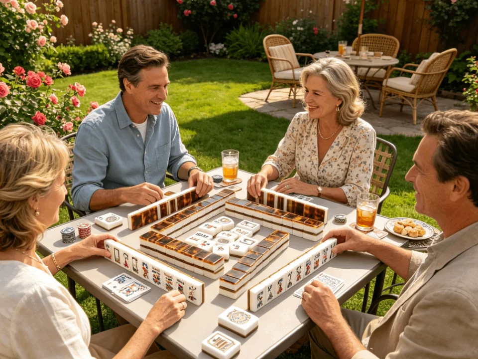 Tortoise shell acrylic mahjong tiles for outdoor garden games