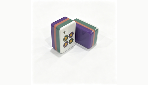 Side profile of multi-layer acrylic mahjong tiles showing colored layers Side profile of multi-layer acrylic mahjong tiles showing colored layers